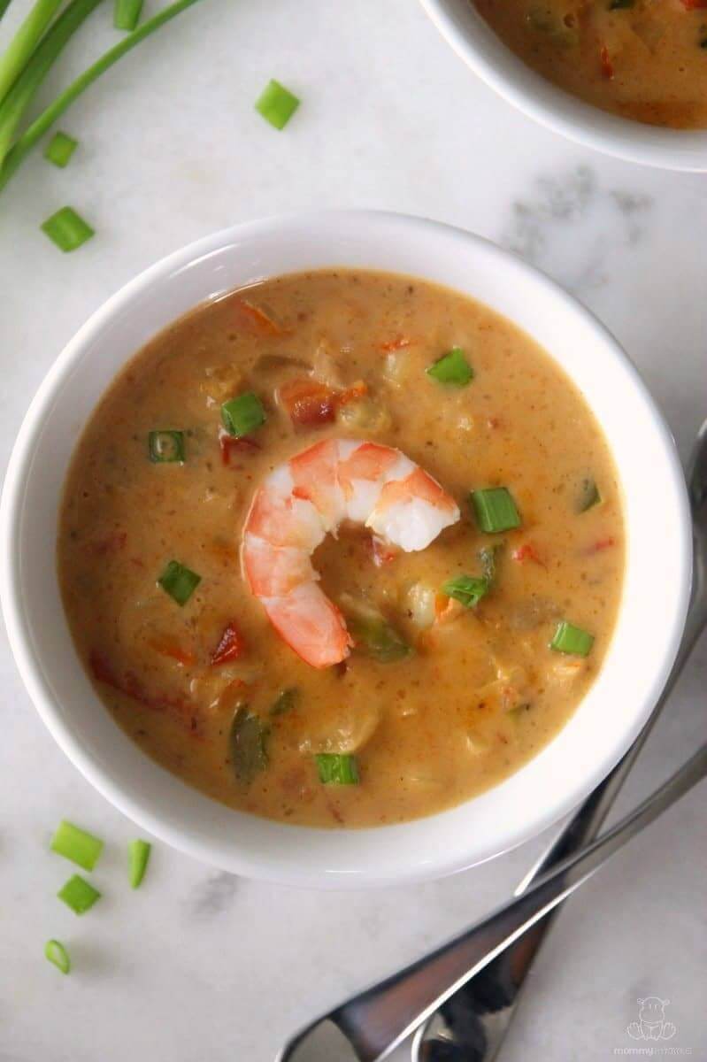 In this shrimp bisque, rich cream is folded into a briny stock, then blended with bay seasoning, paprika, loads of shrimp, ripe tomato, and a touch of sherry. It's delish - one of my husband's favorite recipes!