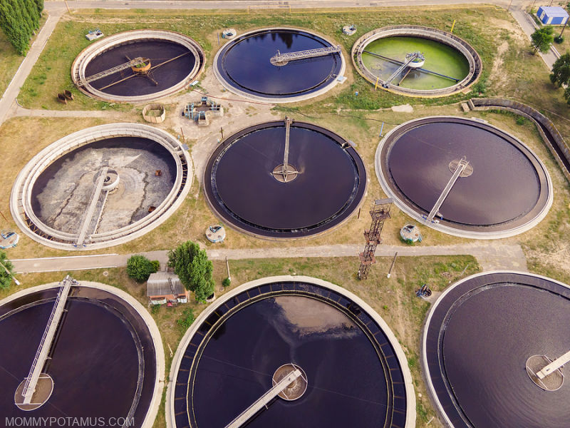 Aerial view of water treatment plant