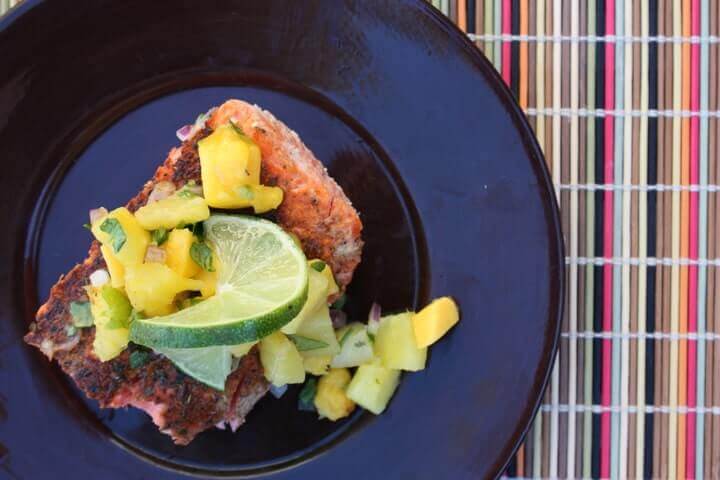 Blackened Salmon With Pineapple Mango Salsa