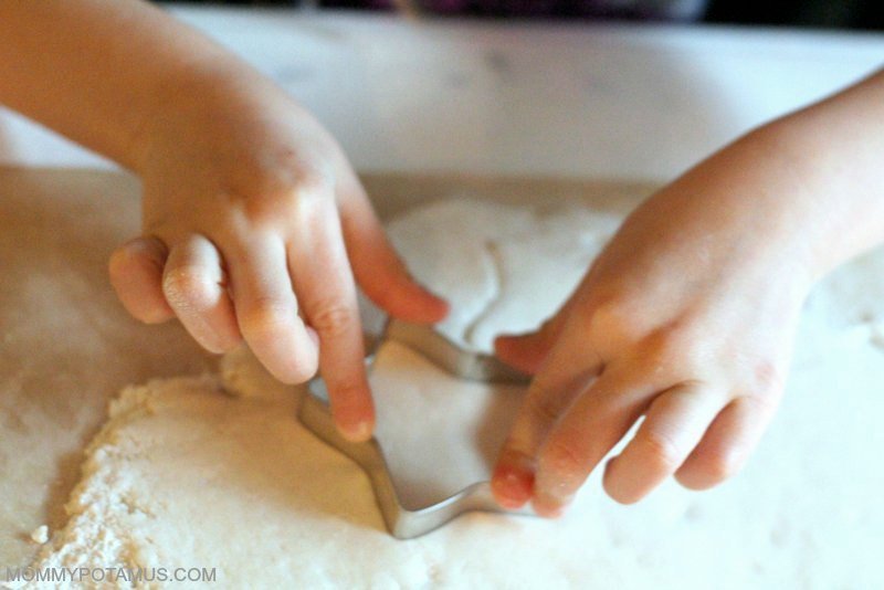 cutting shapes with cookie cutters