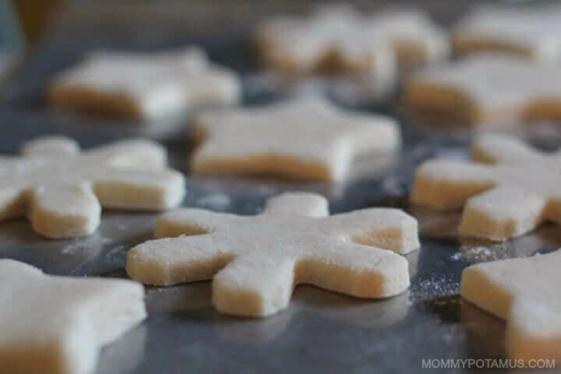 raw ornaments on a baking sheet