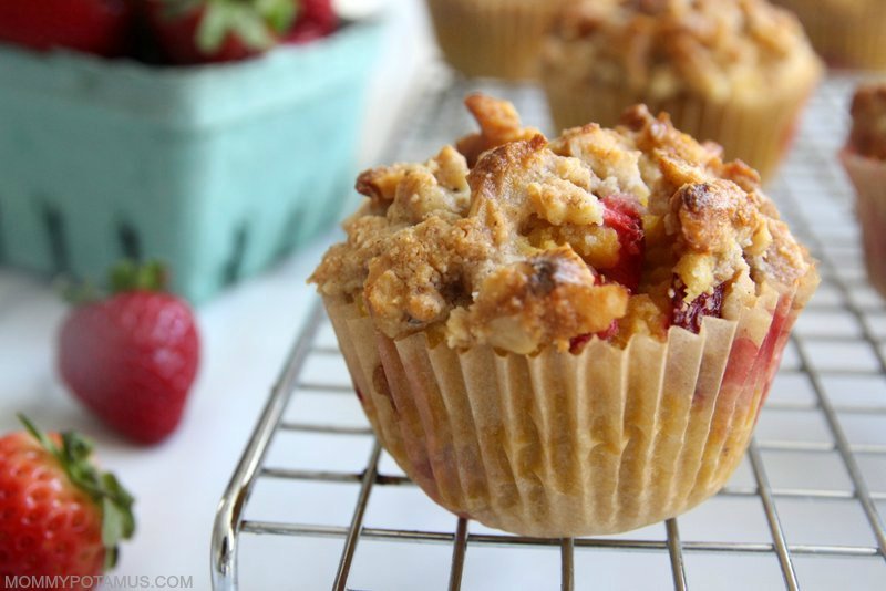 Gluten-free strawberry muffins on cooling rack