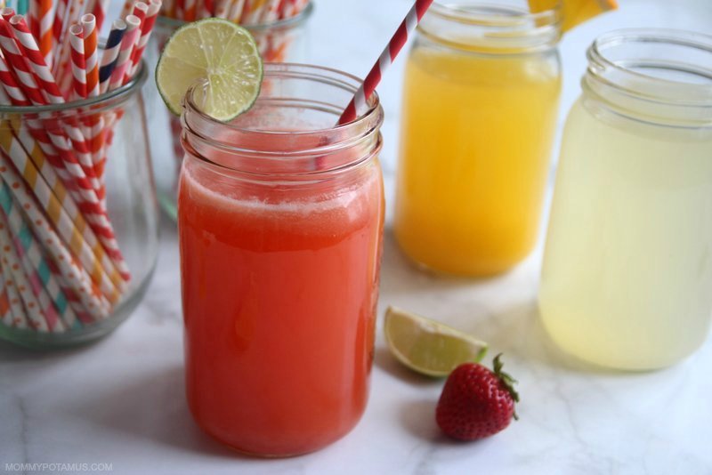 Homemade strawberry lime electrolyte drink in mason jar