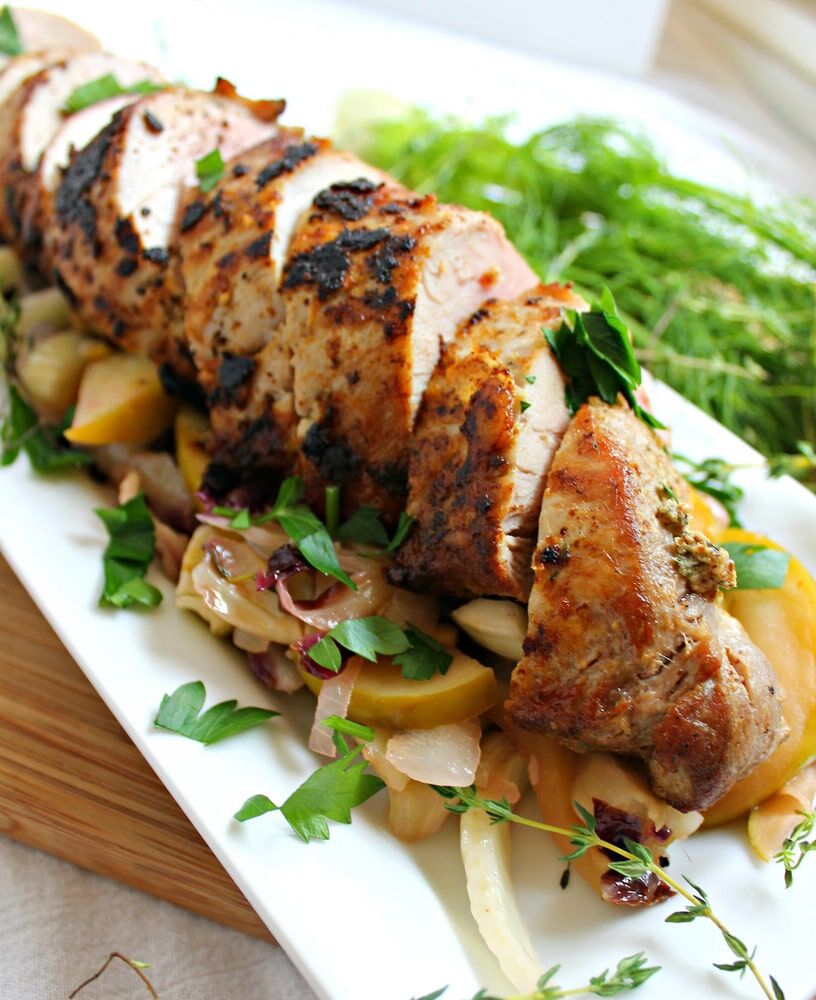 sliced pork tenderloin on a plate