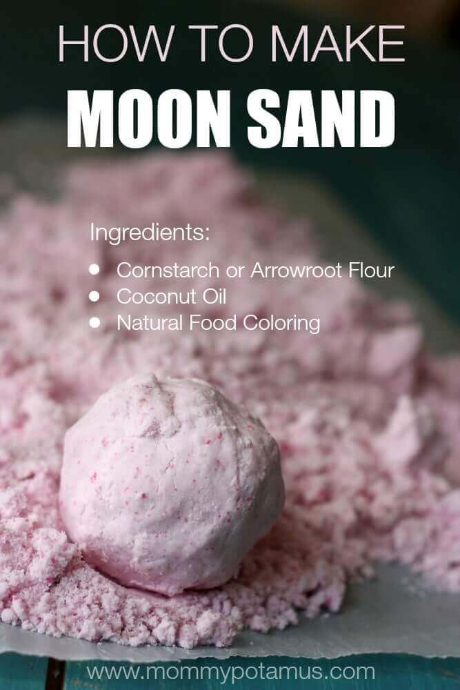 Moon sand is squishy & crumbly, & it crunches like a bean bag when you squeeze it. You can mold with it, or you can smash it. Here's how to make it.