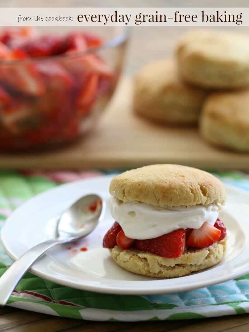 This recipe is simple but AMAZING. If strawberries aren't in season, check out her suggestions for other fruits that go well with this recipe. #grainfree #paleodesserts #strawberryshortcake