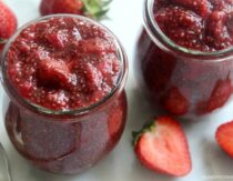 Strawberry chia jam in jars