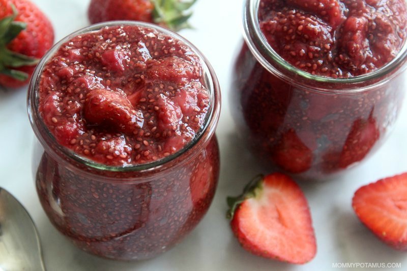 Strawberry chia jam in jars