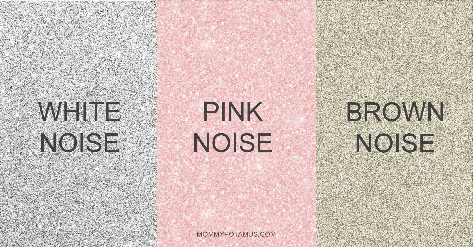 Visual representation of white, pink and brown noise