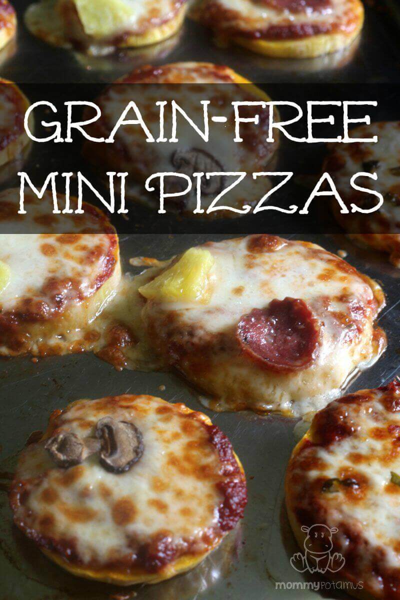 Mini-pizzas made with butternut squash rounds as a crust. So easy and kids love them!