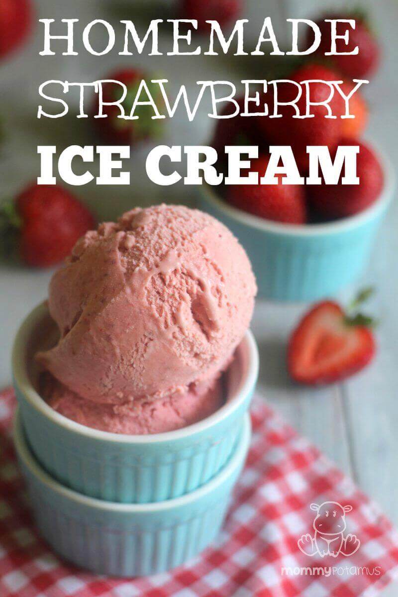 No-Cook Strawberry Ice Cream Recipe - Super easy and bursting with flavor. Great to make with kids!