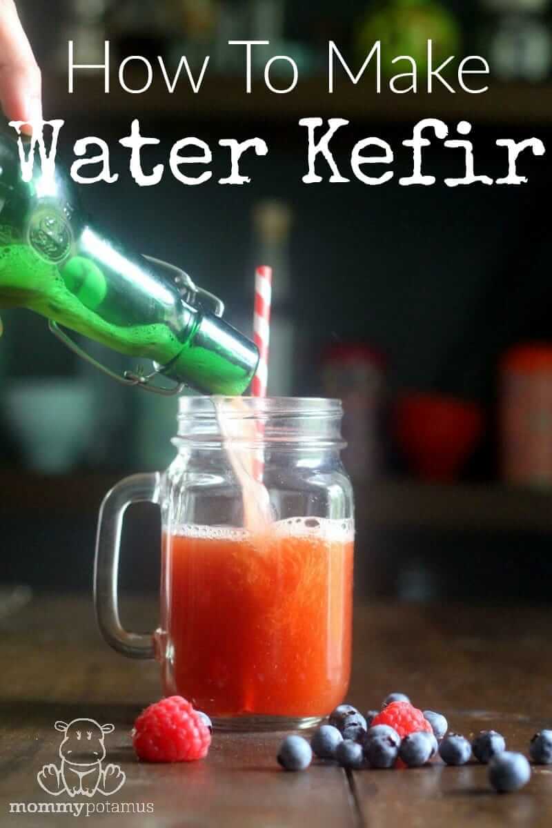 water kefir pouring into a cup