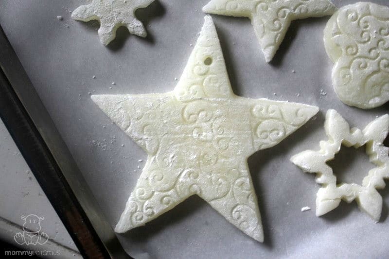 soft dough star ornament ready for baking