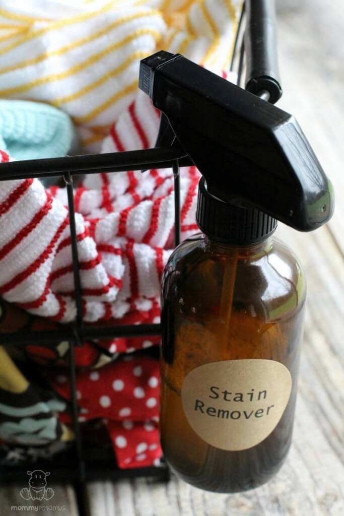 Stain Remover Recipe - This homemade stain remover was the best when tested against several other recipes - it works beautifully on ketchup, grass stains, oil stains, and those mystery stains you don't notice until something has already been washed and dried. Before and after photos in the post! 