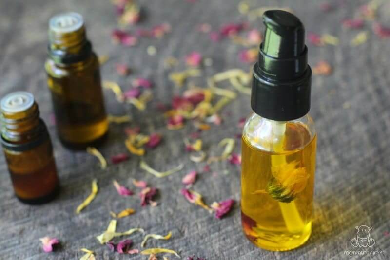 clear pump bottle of homemade face serum