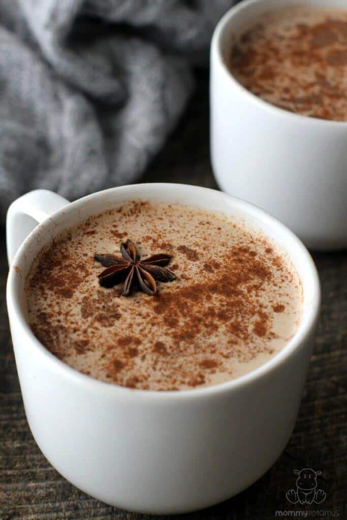 Overhead view of hot masala tea