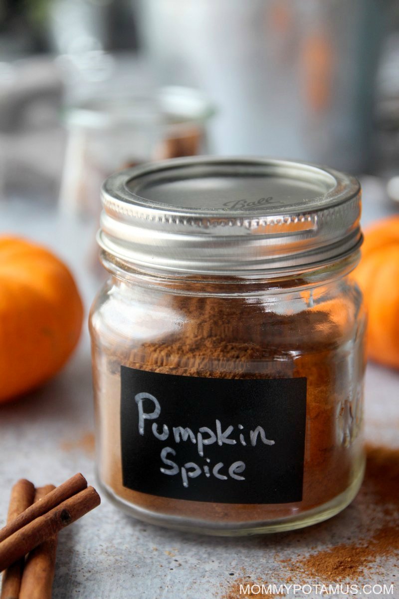 Close up of pumpkin spice blend in jar