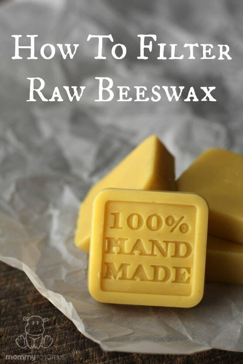 Up close view of filtered beeswax bars