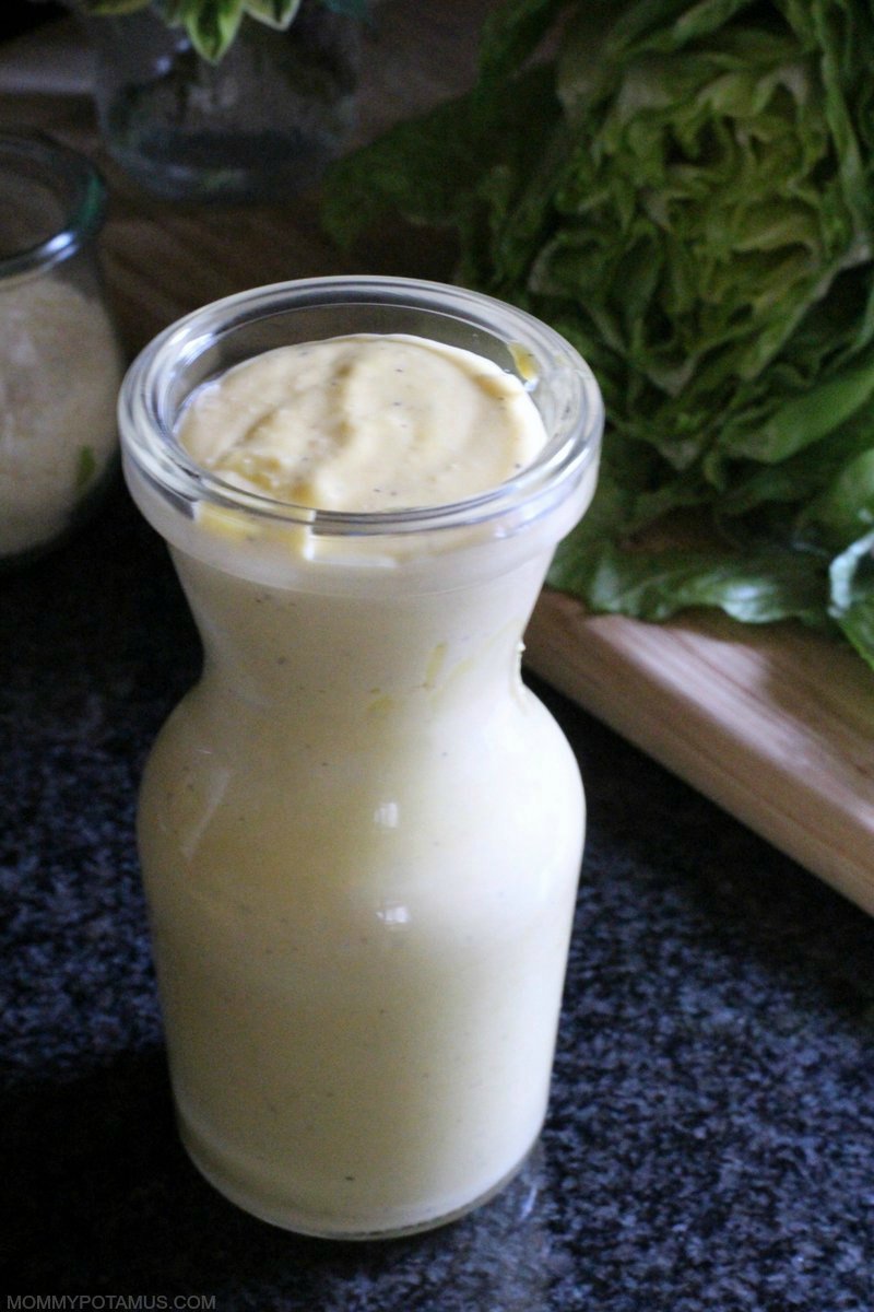 Creamy caesar dressing in bottle