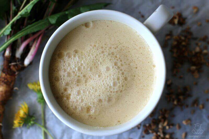 roasted dandelion root tea with a bit of froth