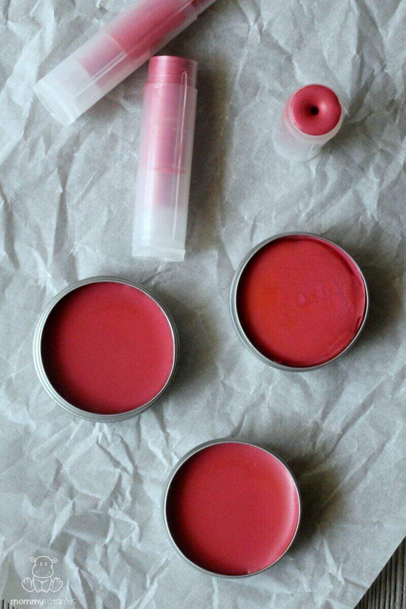 This blush-colored tinted lip balm recipe moisturizes and protects, but is light enough to be worn year-round. It's super easy to make, too! AND you can use your leftovers to make powdered blush in under 5 minutes.