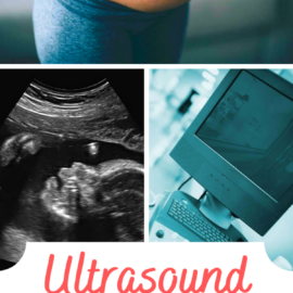 woman showing her ultrasound printout.