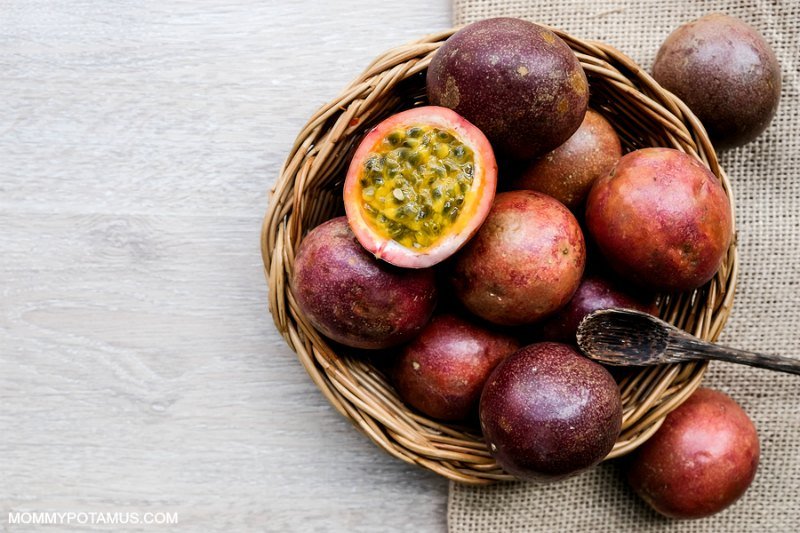 Bowl of passion fruit, which is also called maypop