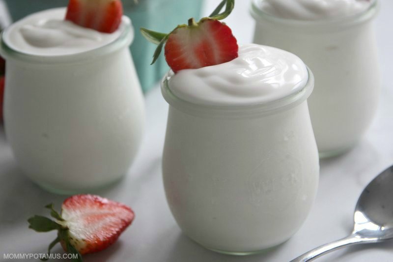 Homemade coconut yogurt in jars