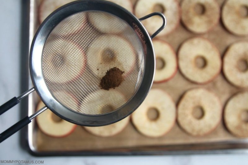 Apple chips on baking sheet