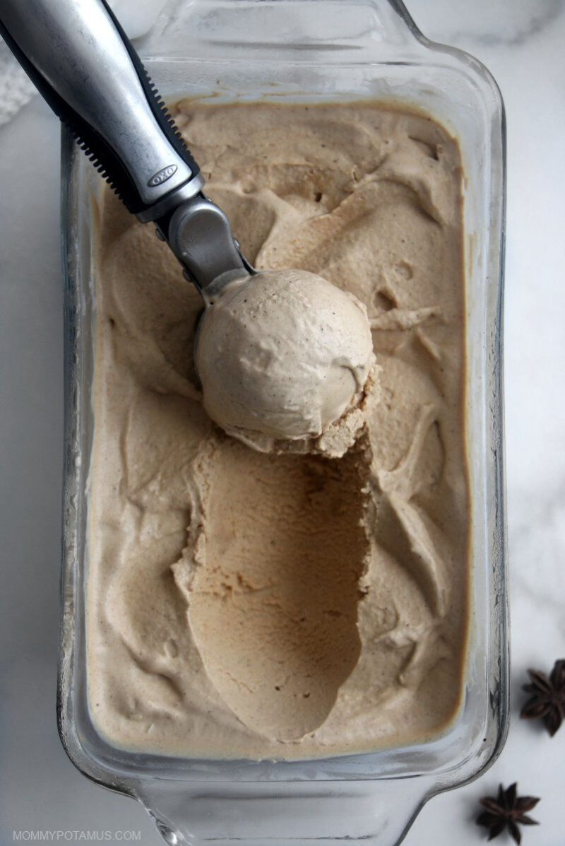 Overhead view of chai ice cream