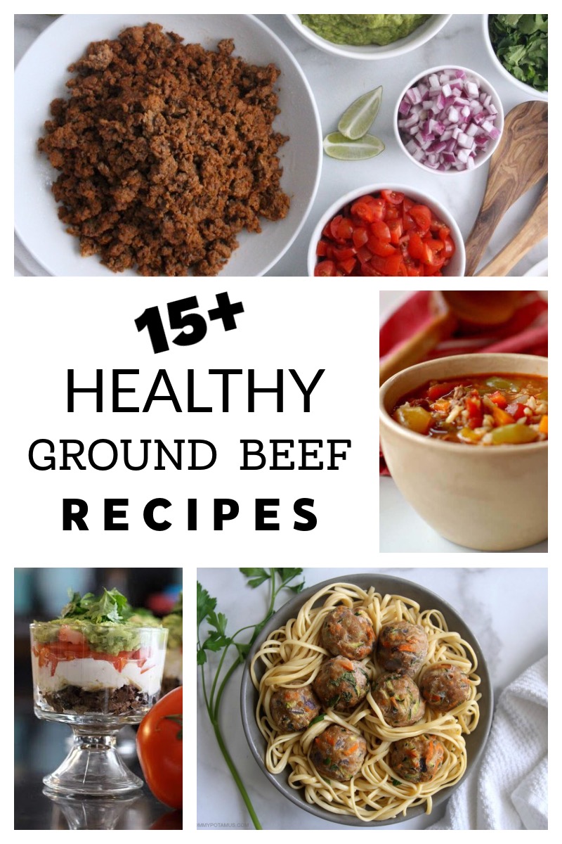 Collage of healthy ground beef recipes