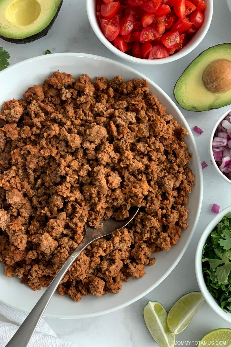 Overhead view of Instant Pot taco meat