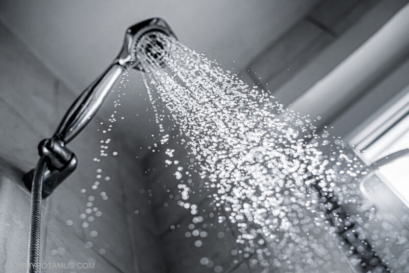 Water spraying from shower head