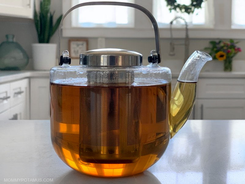 CnGlass Glass Tea Kettle Stovetop Safe, Clear Glass Teapot with Removable  Infuse