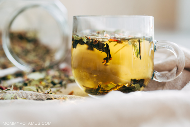Herbal tea on counter
