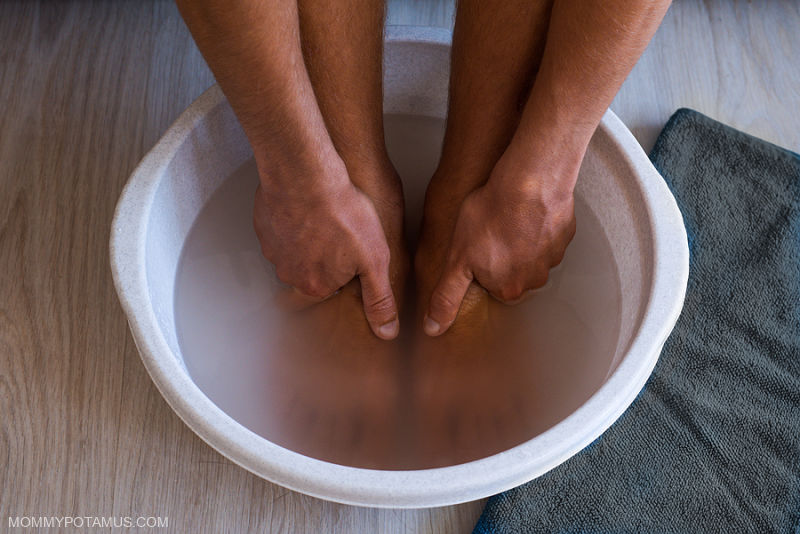 Feet soaking in tub