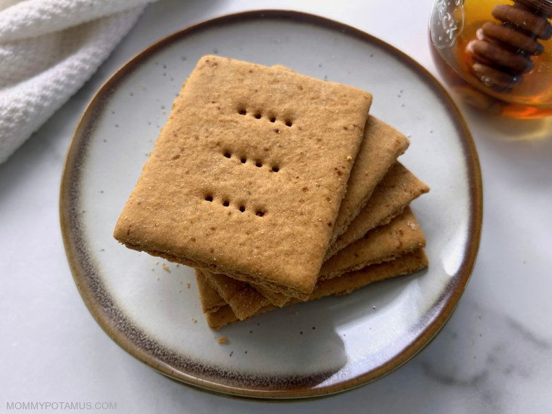 Gluten-free graham crackers on a plate