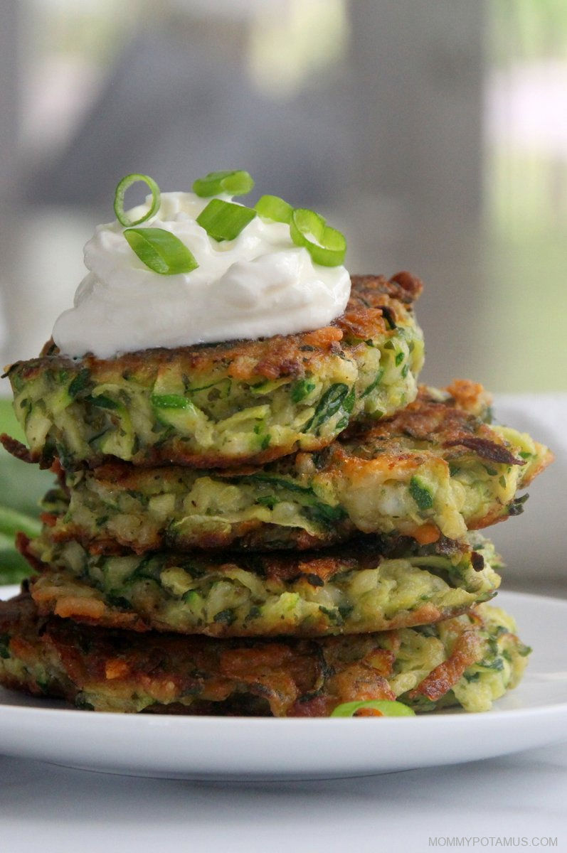 Up close view of zucchini fritters