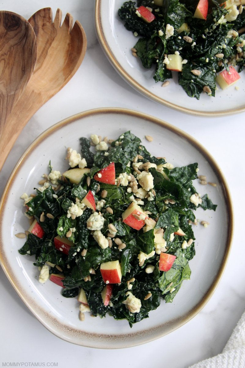 Overhead view of kale salad