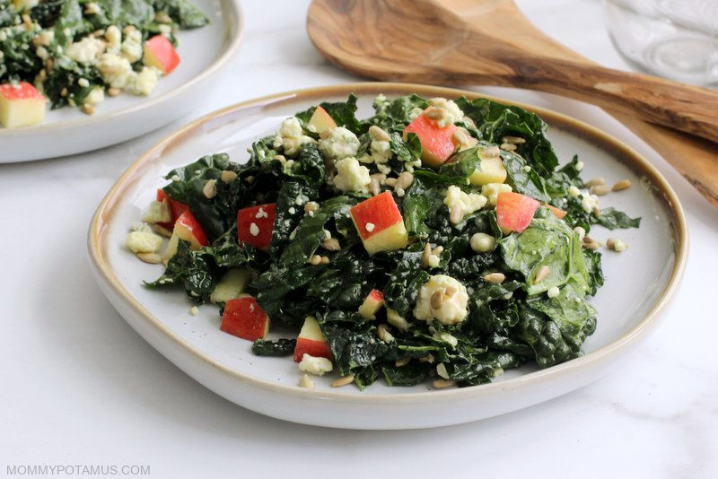Kale apple salad on a plate