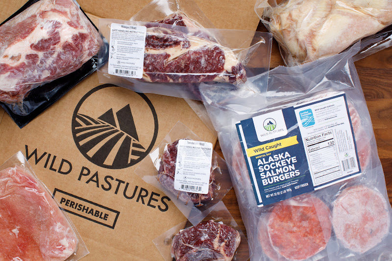 Packages of Wild Pastures meat on counter