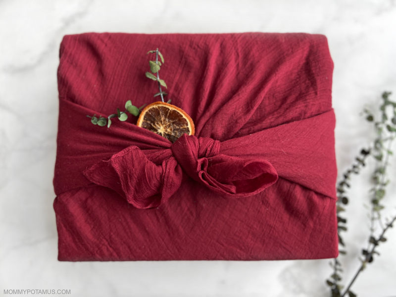 Furoshiki-style wrapped gift