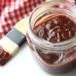BBQ sauce recipe in jar with basting brush