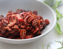 Oven dried tomatoes in a bowl