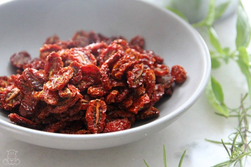 Oven dried tomatoes in a bowl