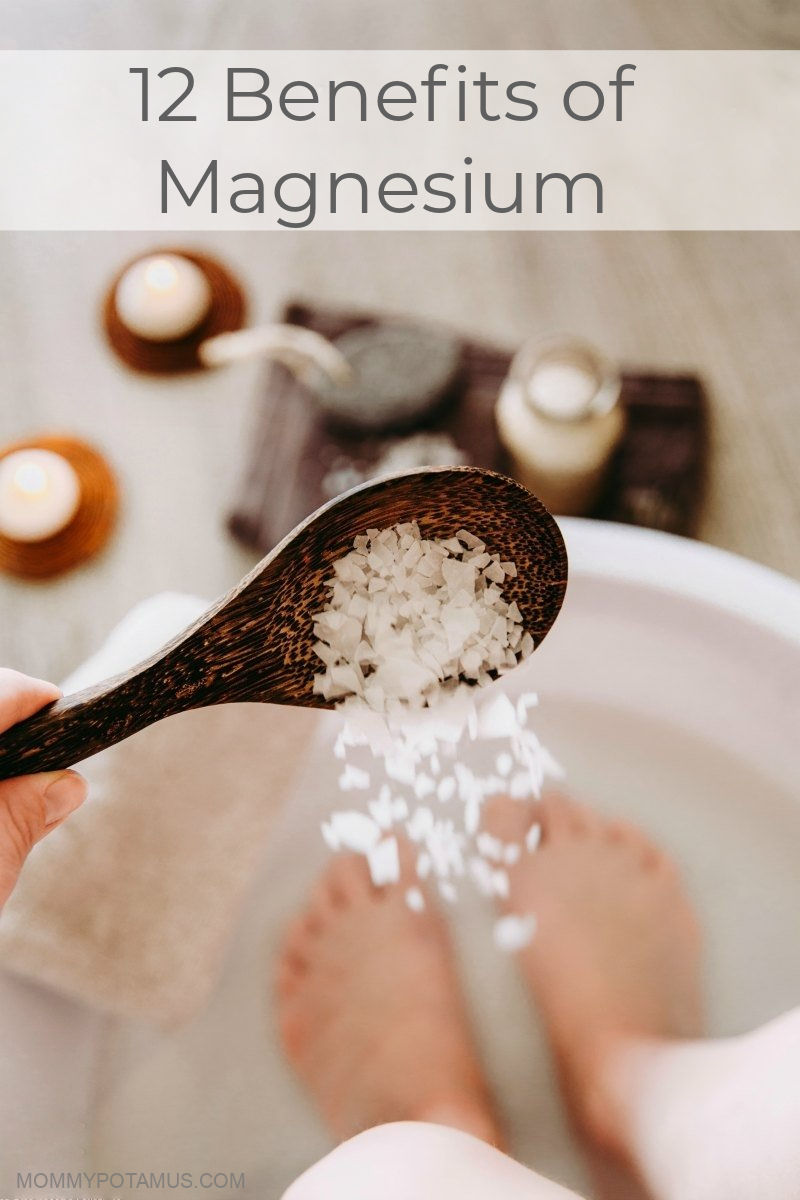 Woman sprinkling magnesium into bath for health benefits