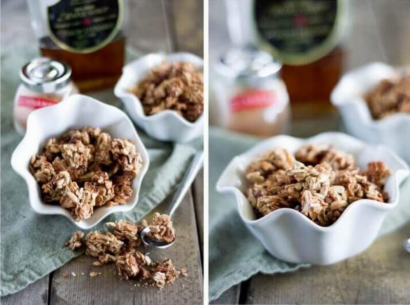 Bowls of healthy granola recipe on kitchen table